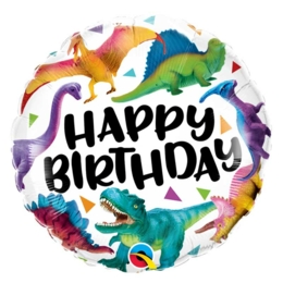 Ballon Metal "Dinosaures" "Happy Birthday" 46Cm Gonfle A L'Helium "Uniquement Vendu En Click And Collect"  -Decoration Ballon-Anniversaire-