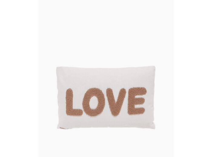 Coussin toile Love nude naturel 30x50cm