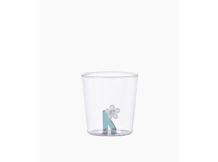 Verre nature alphabet K Fleur