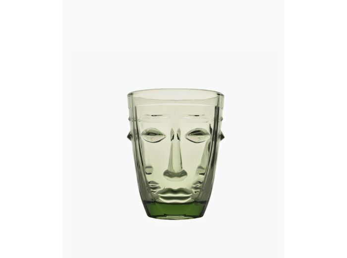 VERRE GOBELET VISAGE VERT 8*10