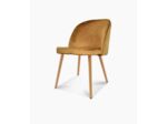 Chaise Ingrid en velours - Ocre - Pieds façon bois