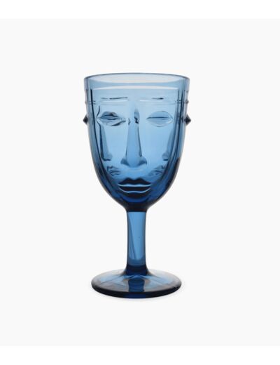 VERRE À PIED VISAGE BLEU