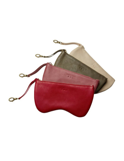 POCHETTE ZIPPÉE EN CUIR DOUBLE