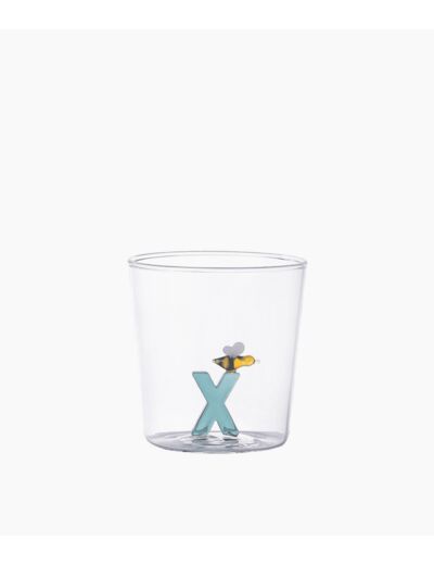 Verre nature alphabet X Abeille