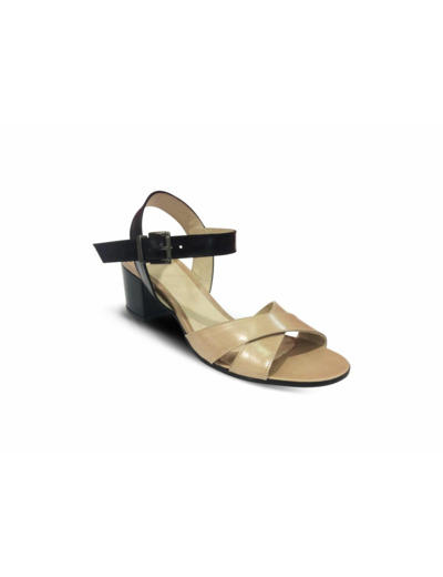 Sandale talon Bicolore Noir/Beige PERLATO