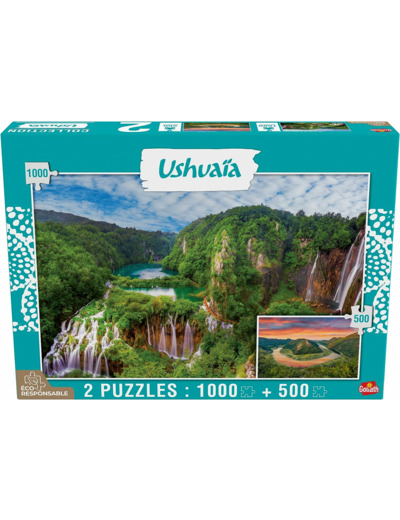 Puzzle Ushuaia - Chutes de Plitvice 1000 pcs & Lac Skadar 500 pcs