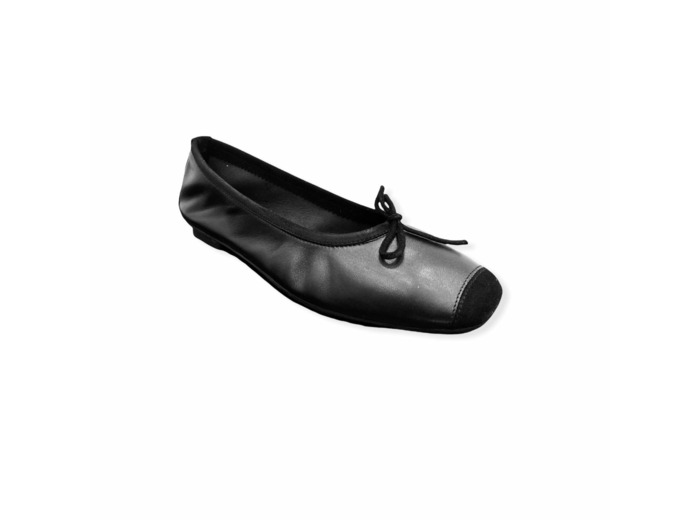 Ballerines Plates Harmony Cuir Noir REQINS