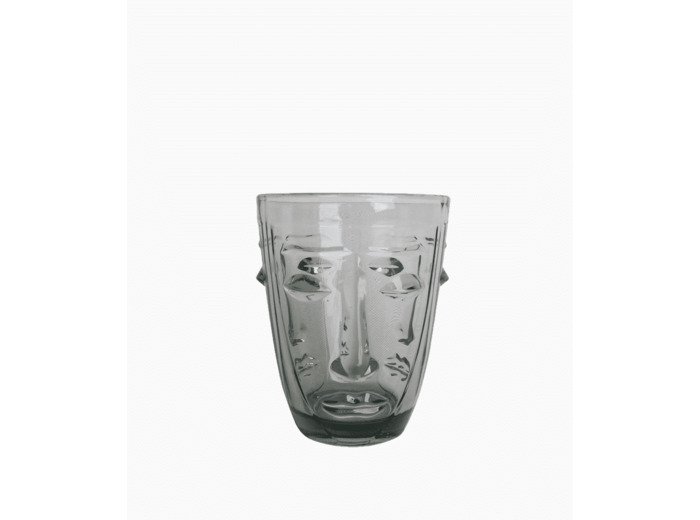 VERRE GOBELET VISAGE GRIS