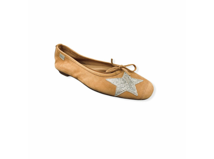 Ballerines Plates HELLO Peau/Crack Camel REQINS