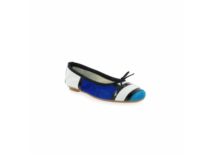 Ballerines Plates Hondriane Mix Blanc/Bleu REQINS