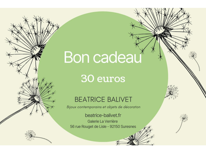 Bon Cadeau De 30E Béatrice Balivet