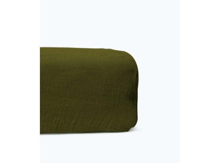 Drap housse 160 x 200 cm en Voile de coton - Olive