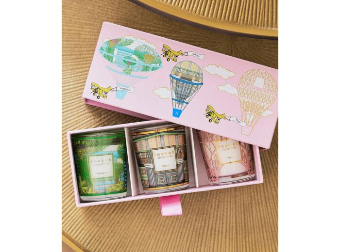 BOUGIES TRIO TRAVEL CANDLES MY FIRST SINGAPORE - ATHENS - PARIS