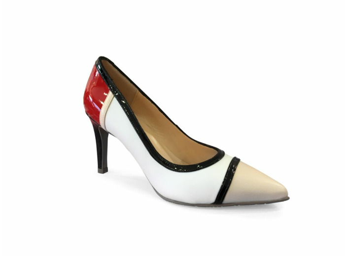 Escarpin talon Blanc/Beige/Rouge BRENDA ZARO