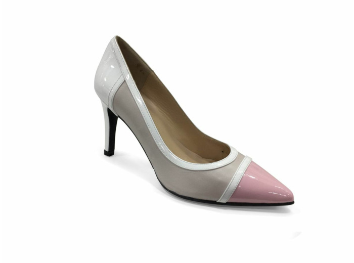 Escarpin talon Gris/Nude/Blanc BRENDA ZARO