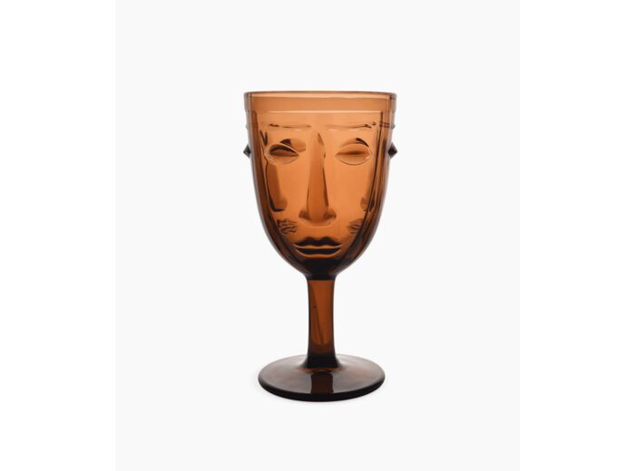 VERRE A PIED VISAGE AMBRE