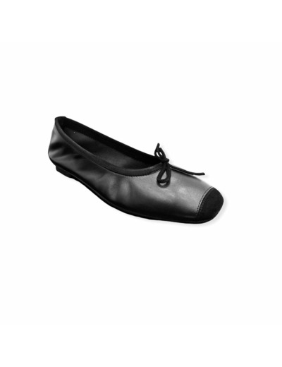 Ballerines Plates Harmony Cuir Noir REQINS