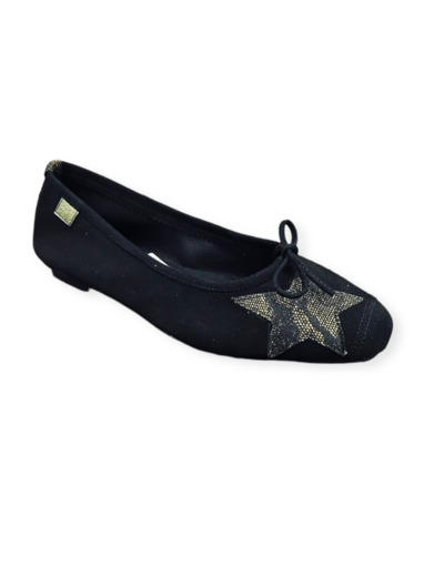 Ballerines Plates HELLO Peau/Mirage Noir REQINS