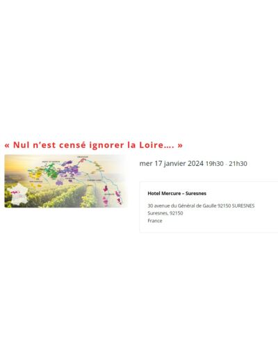 Cours d'oenologie à Suresnes : "Nul n'est censé ignorer la Loire..." (17 janvier 2024)