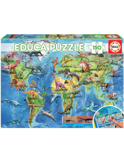 Puzzle Mappemonde Dinosaures - 150p - EDUCA