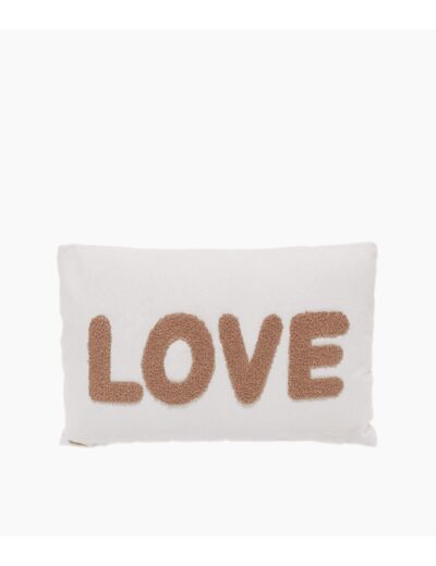 Coussin toile Love nude naturel 30x50cm