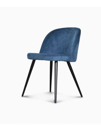 Chaise Ingrid en velours - Bleu canard