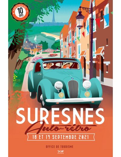 Affiche Doz Suresnes Auto Rétro 10 Ans