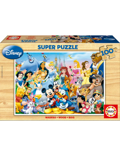 Puzzle bois 100 pièces Le monde merveilleux de Disney EDUCA