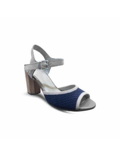 Sandales talon Bleu/Rose PERLATO