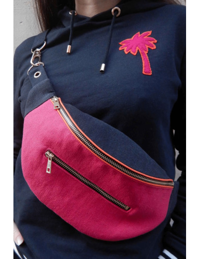 Sac Banane Noir/Fuchsia