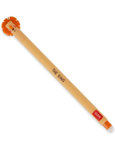 LEGAMI - Lion - Stylo gel effaçable, avec bille sur l'extrémité pour effacer l'encre sans abimer la feuille, encre orange thermosensible, pointe Ø 0,7 mm 1 unité (Lot de 1) Lion. Unique