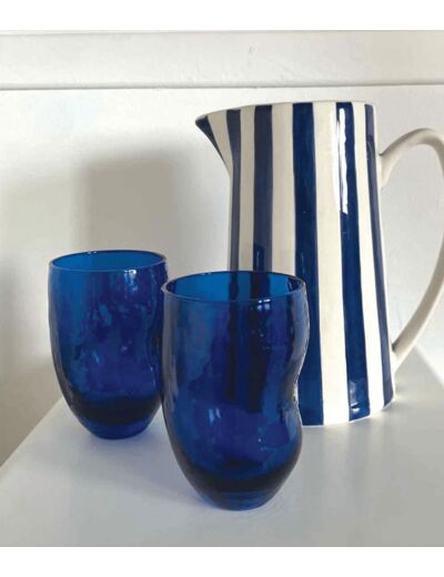 VERRE GOBELET TRIBU - BLEU INDIGO D7 H11CM