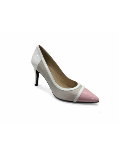 Escarpin talon Gris/Nude/Blanc BRENDA ZARO