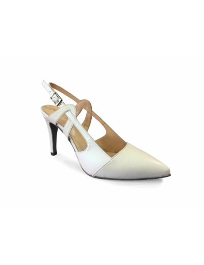 Escarpin Bride arrière Blanc/Beige BRENDA ZARO