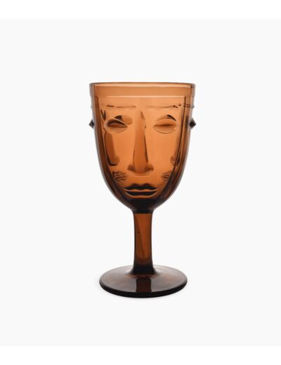 VERRE A PIED VISAGE AMBRE