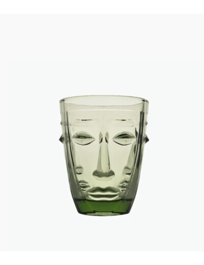 VERRE GOBELET VISAGE VERT 8*10